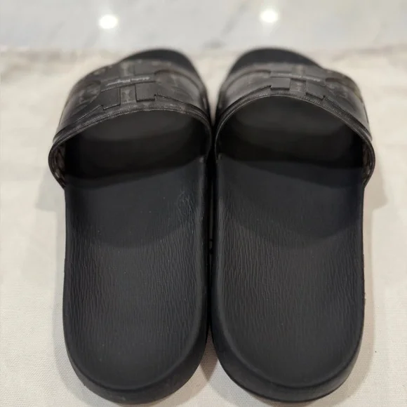 Salvatore Ferragamo Black Patterned Slide Sandals - Picture 4 of 7